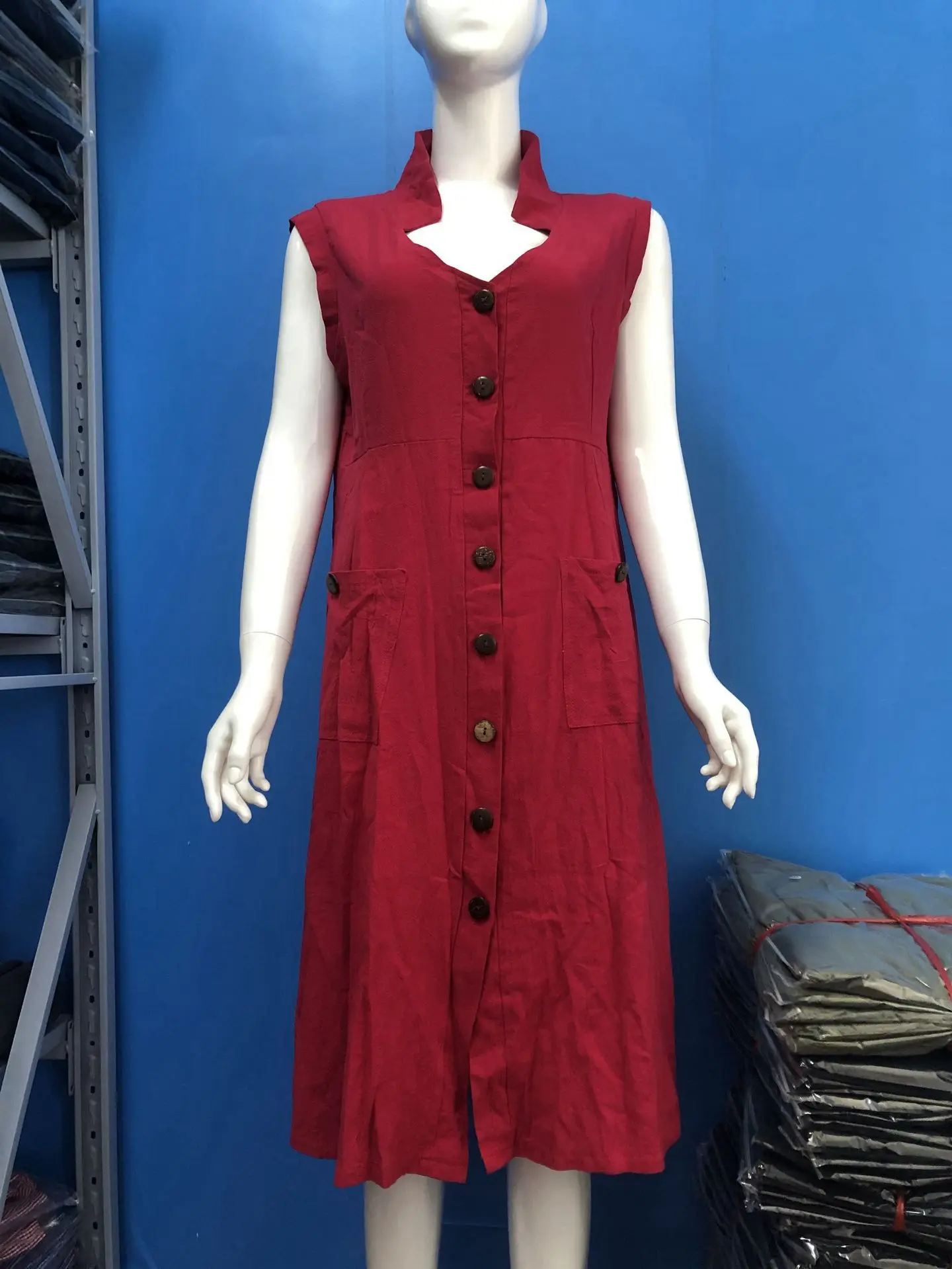 Women Dresses 2026 V-neck single-breasted button-down pocket multiple colors mid calf dress women's clothing vestidoes XXXXXL