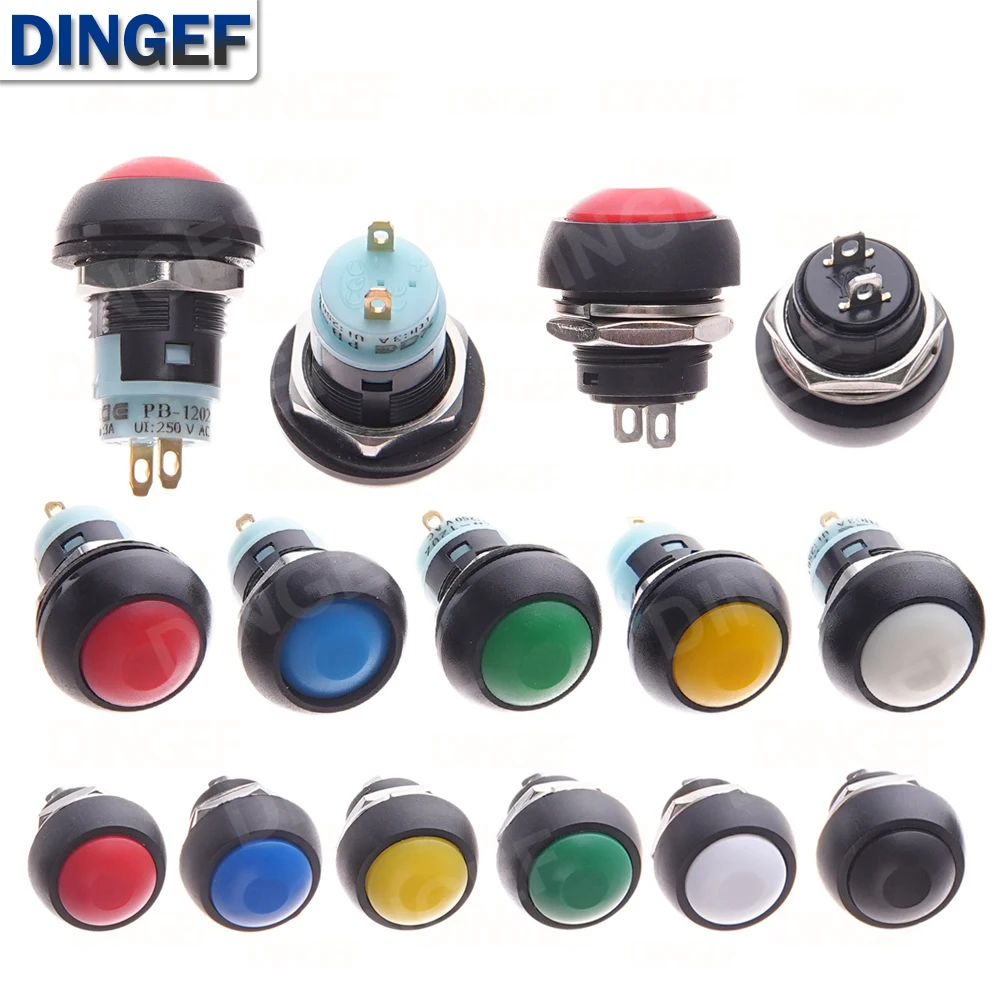 5PCS Mini 12mm 1A 250V Momentary Waterproof Push Button Swit