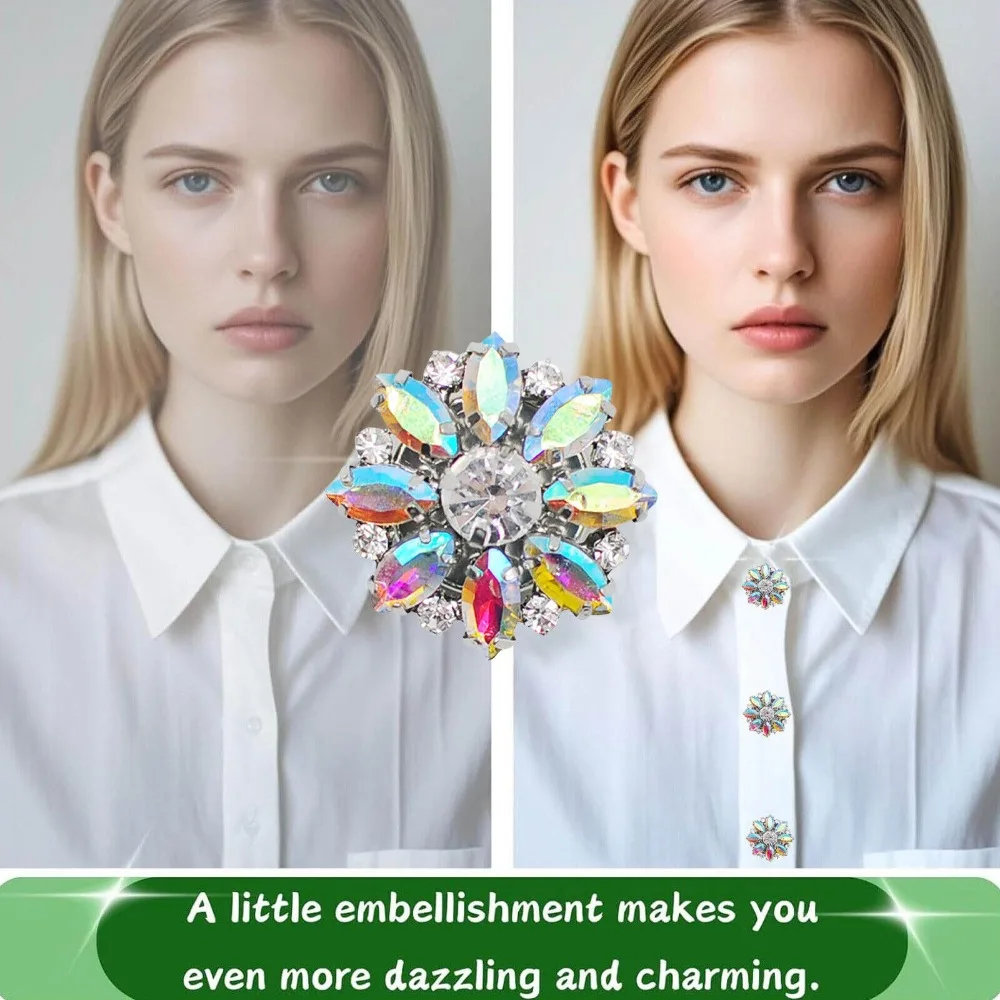 حجر الراين حجر الراين غطاء أزرار DIY الملحقات سبيكة أزرار يغطي مجموعة قميص زر مربع لتزيين فستان القميص