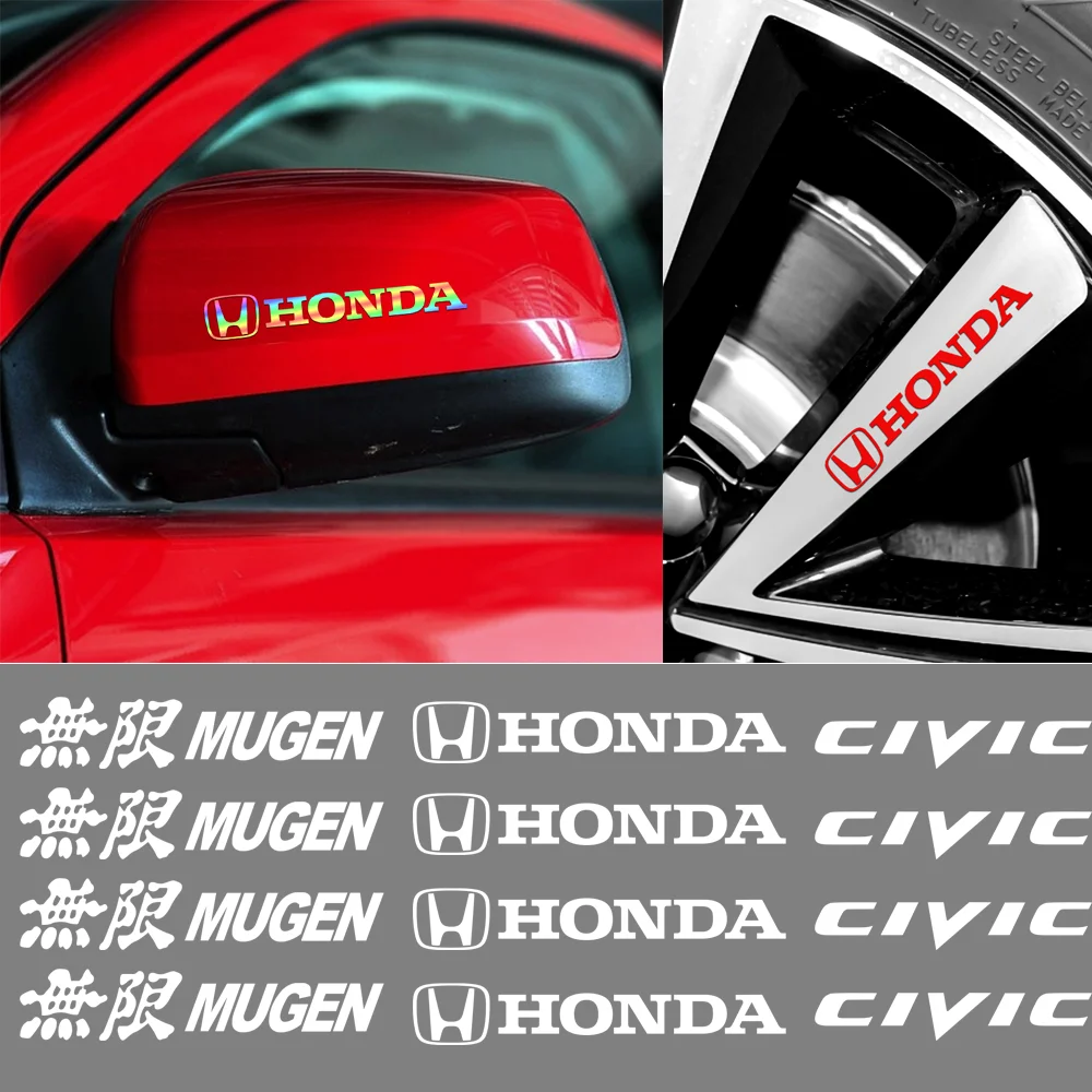 

4PCS PVC Car Styling Side Door Handle Wheel Rim Decoration Stickers For Honda Mugen City Odyssey CIVIC CRV HRV Car Accessories
