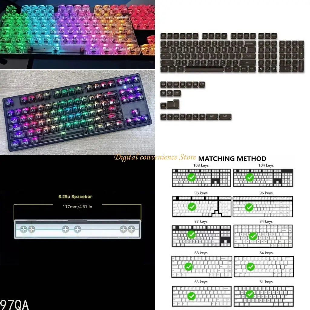 

97qa 132Keys ПК кристаллические прозрачные прозрачные клавишные клавиатуры CBSA Profile