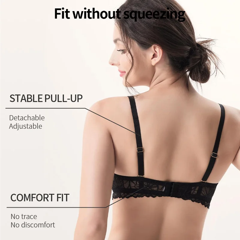 The latest fashion French collection of sexy lace top support bra lingerie brand thin bottom thick bra