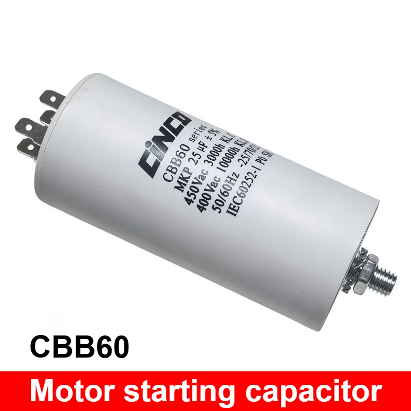 1pc 12-35uf 450V CBB60 Capacitor Motor Double Insert Water Pump Starting Capacitor Motor Permanent 50 60 Hz AC Motor Micro Parts