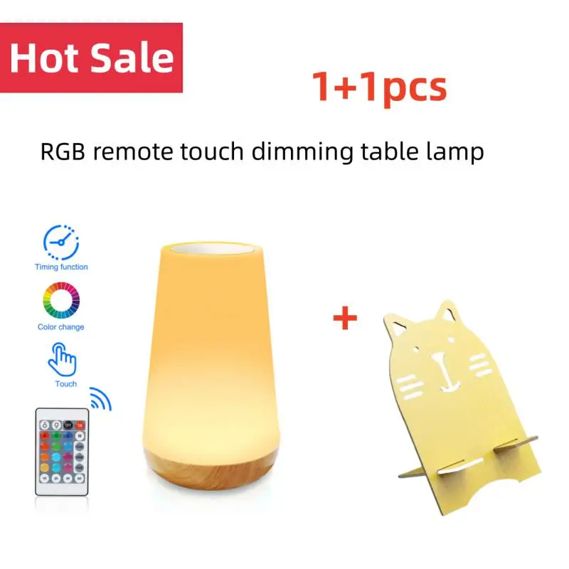 Veilleuse RVB avec télécommande, lampe à intensité tactile, lampe de chevet de table portable, aste par USB, 13 documents, proxy