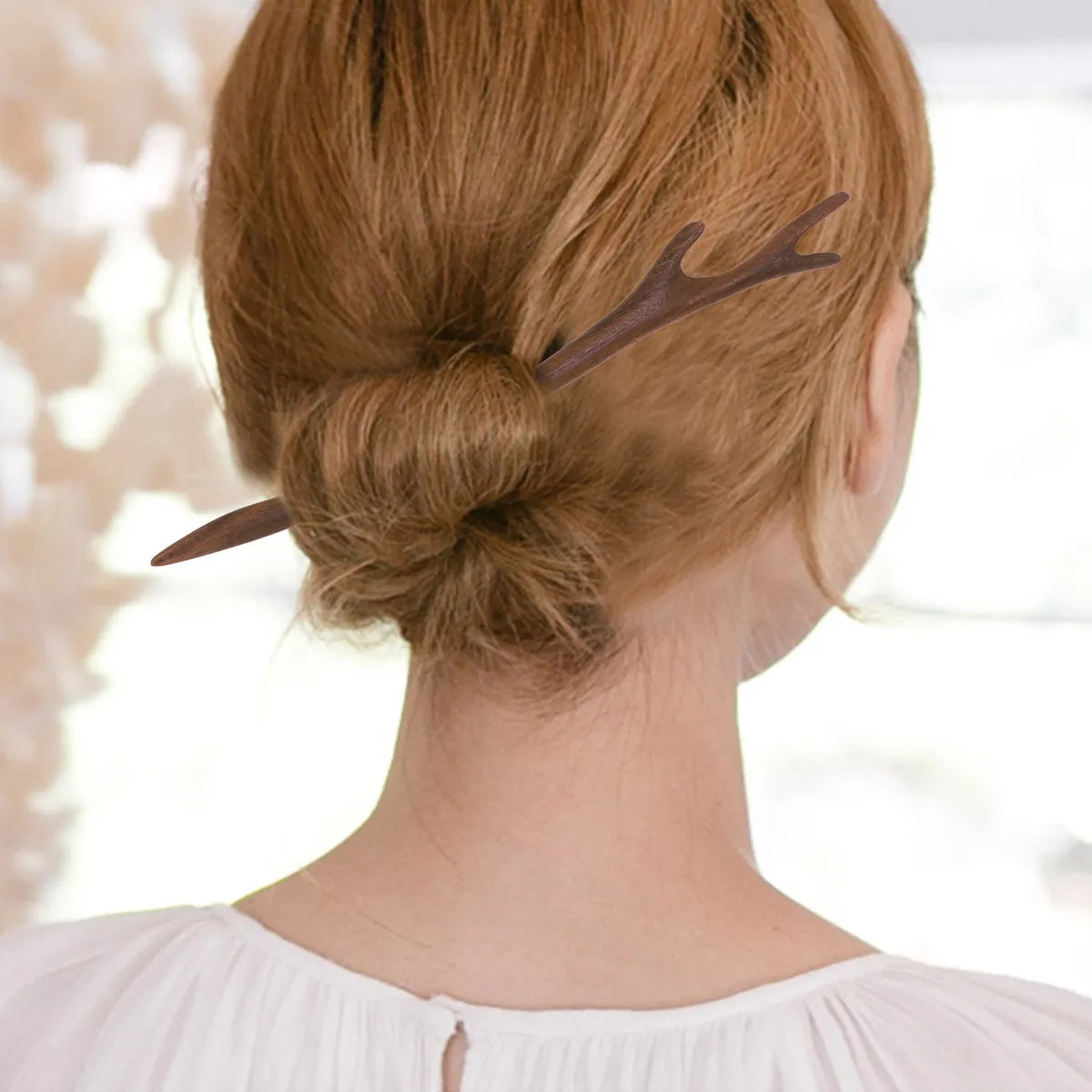 

2pcs Wooden Hairpin Lightweight Vintage Handmade Headdress Ethnic Style Hair Clasp For Women Braiding Tool Hair Styling