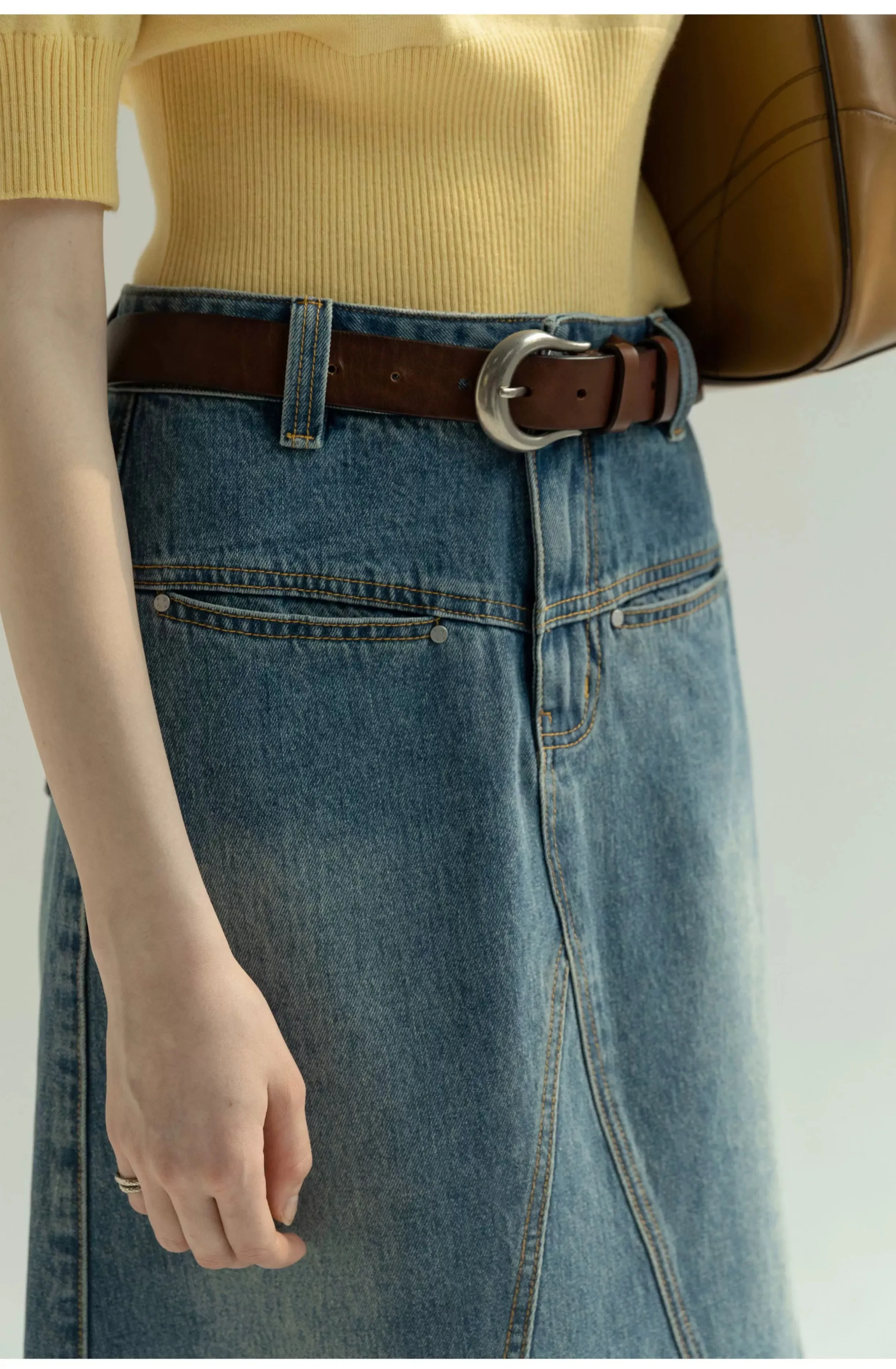 high-quality-women's-high-waist-clean-finished-asymmetrical-double-layer-skort-mini-high-waist-a-line-denim-skirt