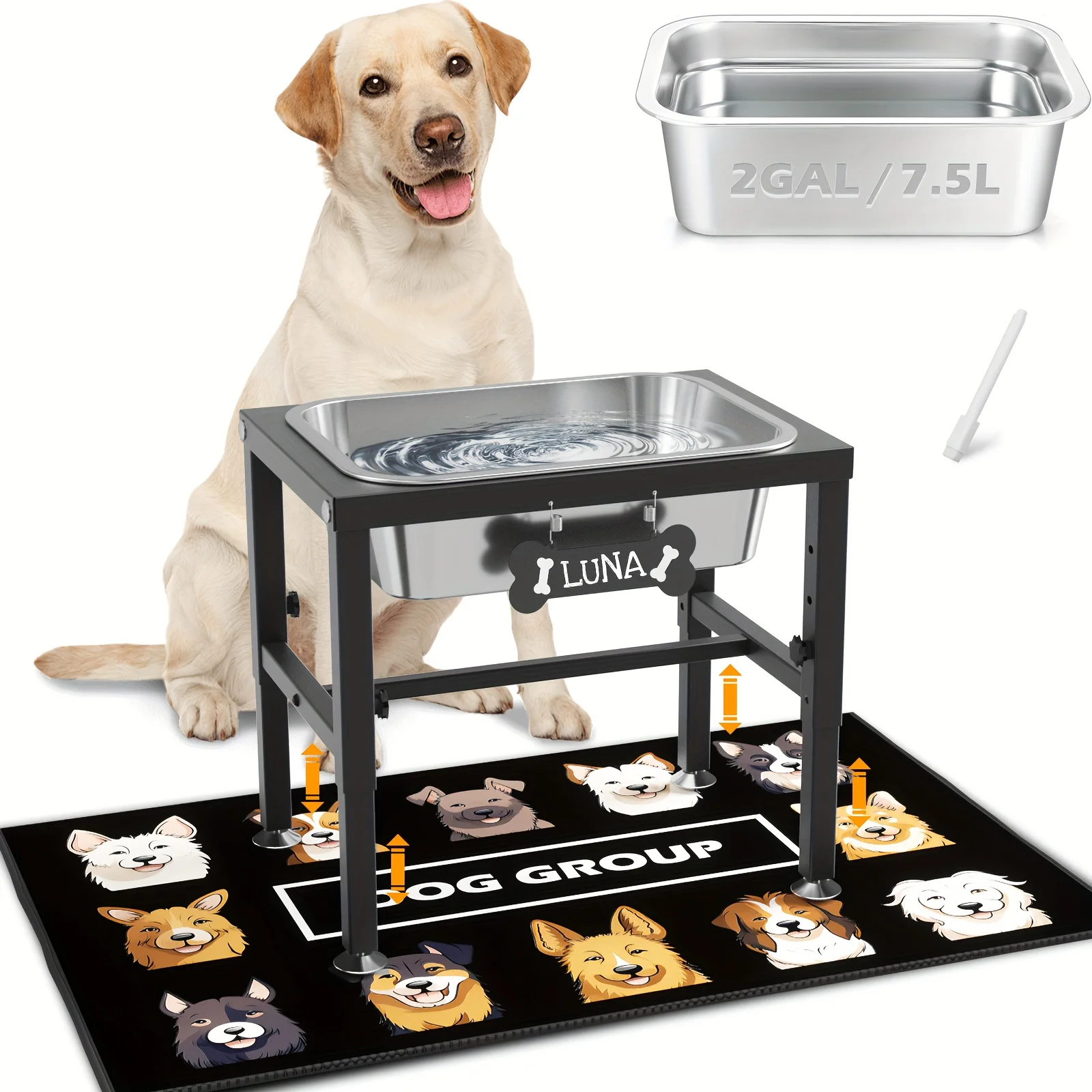 

Регулируемая по высоте подставка для мисок для собак и воды (4 уровня) для крупных пород – прочная приподнятая кормушка объемом 2 галлона