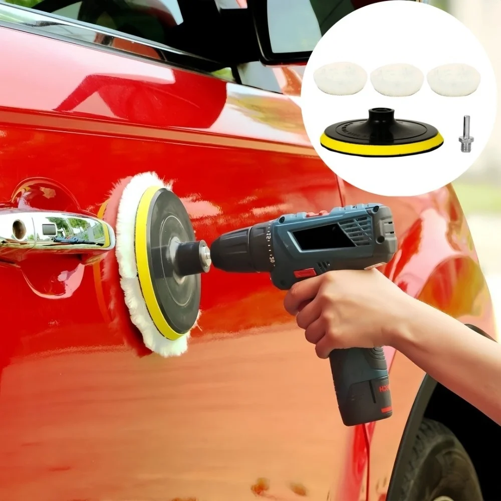 

1 комплект, 4-дюймовый полировальный диск для красоты автомобиля, самоклеящийся шарик из искусственной шерсти, бархатная губка, колесо для очистки автомобиля, воском