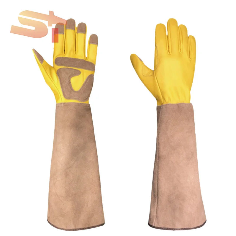Thick Long Garden Gardening Gloves With Wear-resistant Puncture-resistant Cut-resistant Cowhide