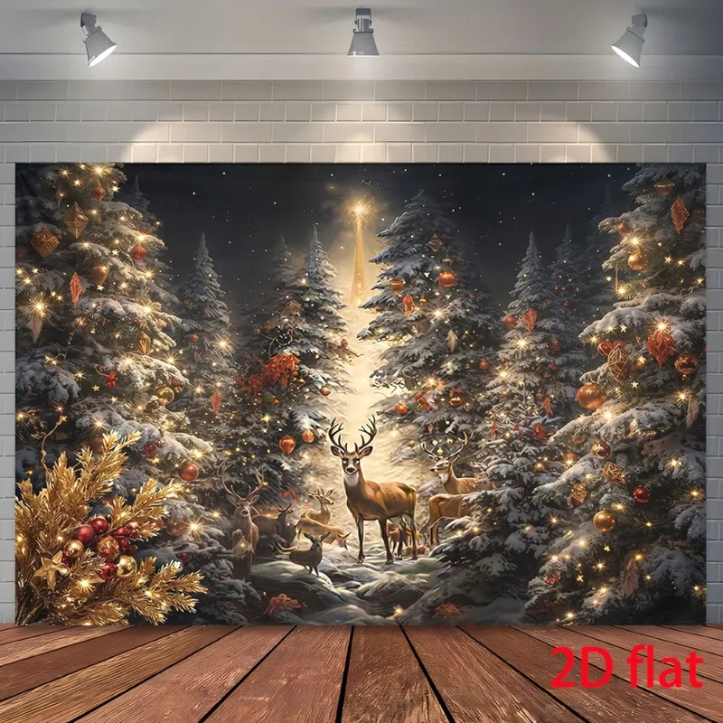 VIKAMA Rustic Fireplace Christmas Tapestry, Stone Hearth Pine Garland, Xmas Wall Hanging Decor for Living Room Bedroom