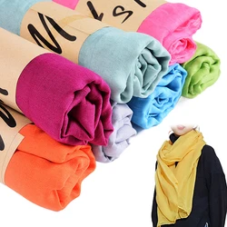 Winter Spring Cotton Scarf for Women Lady Solid Color Tassel Thin Scarves Soft Plain Shawl Foulard Viscose Winter Warm Shawls