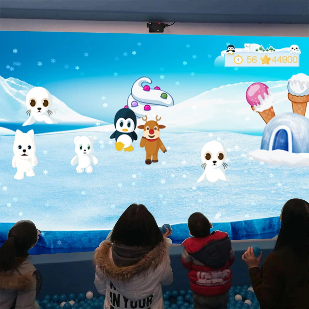 

Interactive Whiteboard with 7 Wall Games Snow Smart Board Projection System Virtual Reality Device Multi Points Large Screen