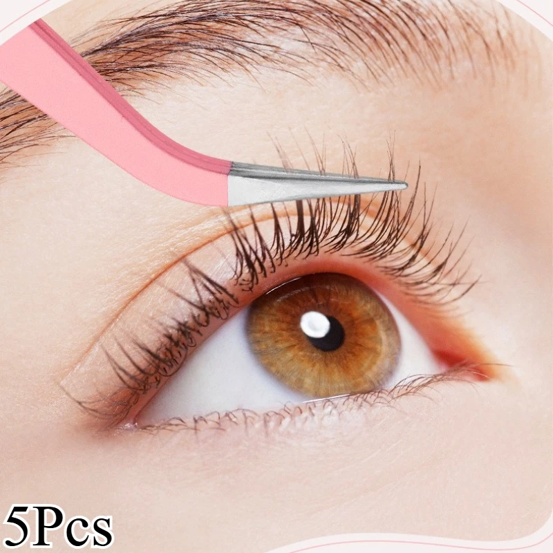 5Pcs Stainless Steel False Eyelash Tweezers High Precision Eyelash Tweezers Professional Eyelash Planting Tools
