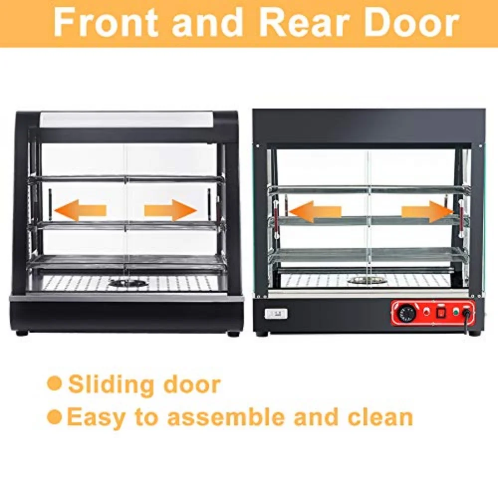 Voedselwarmer Vitrines W/ 3 Planken, 27Inch Countertop Commerciële, 25-1/2X27X19 Inch, Koelkast Vitrine