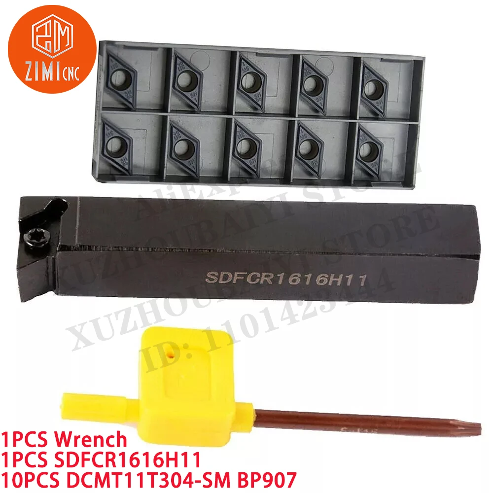1PCS SDFCR1616H11 Externe draaigereedschaphouder +10 stuks DCMT11T304-SM Carbide-inzetstukken CNC-gereedschap metaaldraaibank mechanisch snijgereedschap