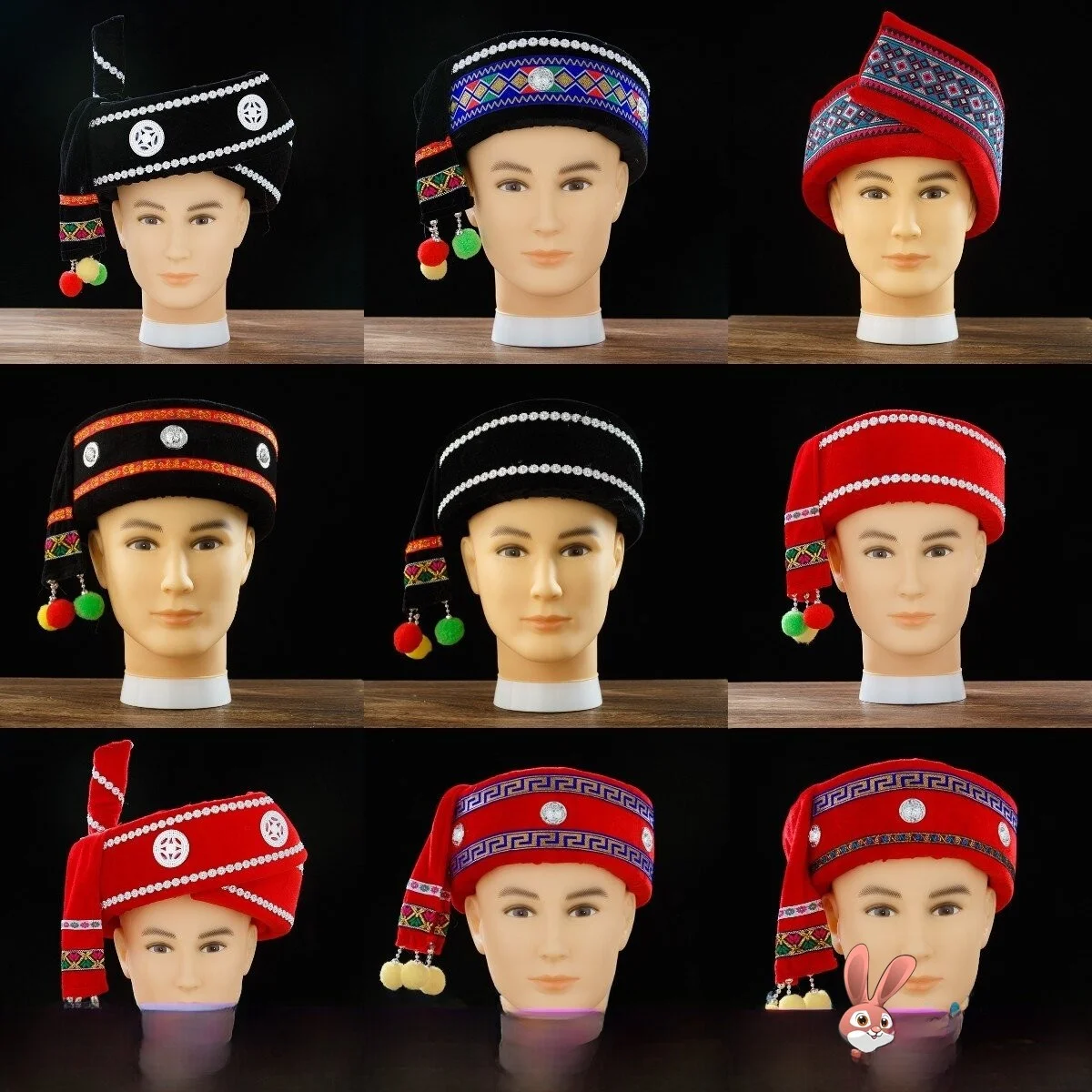 

Men's Dai Ethnic Hat New Water-Spraying Festival Style Single-Horned Minority National Dance Zhuang Ethnic Group Spring Fashion