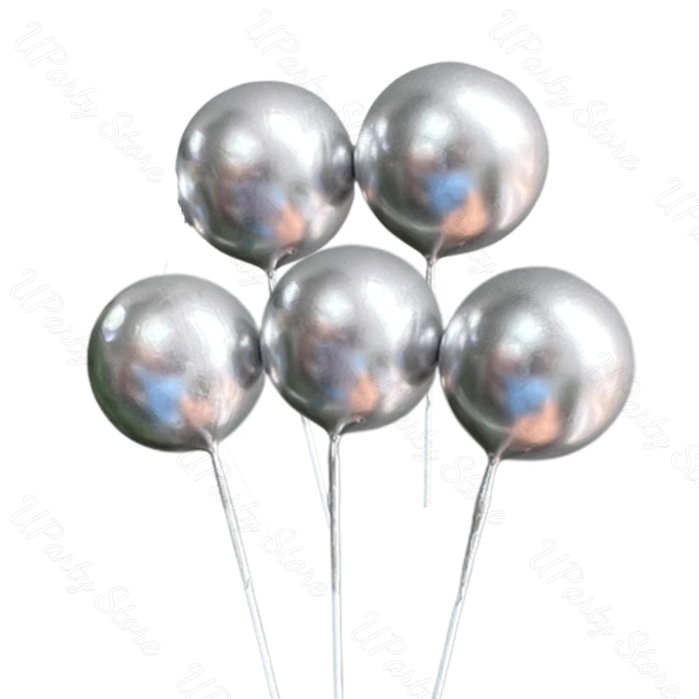 20 Stück Kugeln Kuchendeckel Metall Silber Gold 2-4 cm verschiedene Größen Bunte Kugeln Kuchendeckel für Geburtstag Hochzeit Weihnachtsdekoration – Detail 14