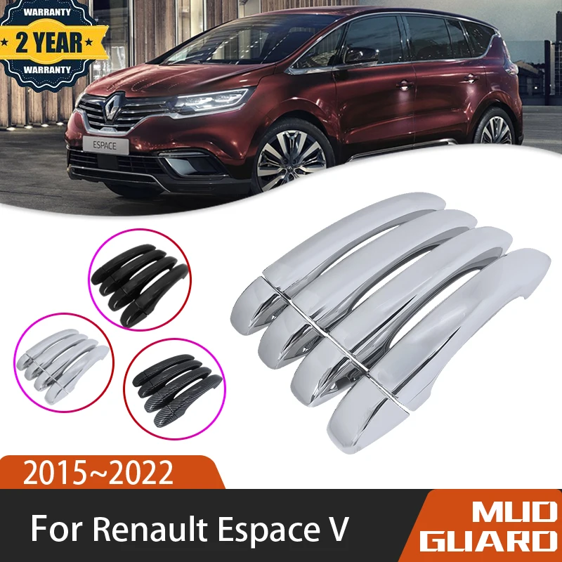 Car Luxuriou Chrome Exterior Door Handle Cover For Renault Espace V 2015~2022 Anti-scratch Door-Handle-Cover ABS Car Accessories