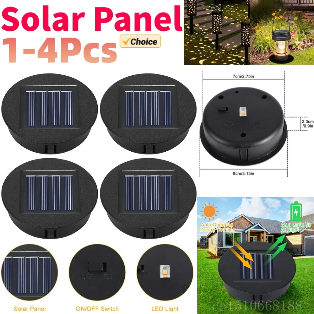 1-4PCS 8CM Solar Light Replacement Top 1.2V Waterproof LED Solar Panel Lantern Lid Light Solar Lantern Top Outdoor Decor Garden