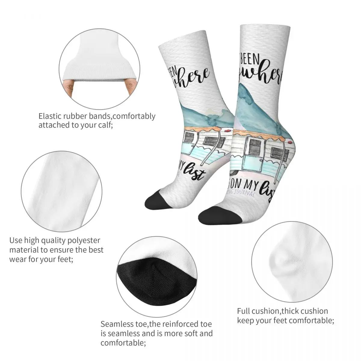 Winter Warm Funny Men's Women's Camping Journal Socks Nordic Happy Camp Non-slip Football Socks