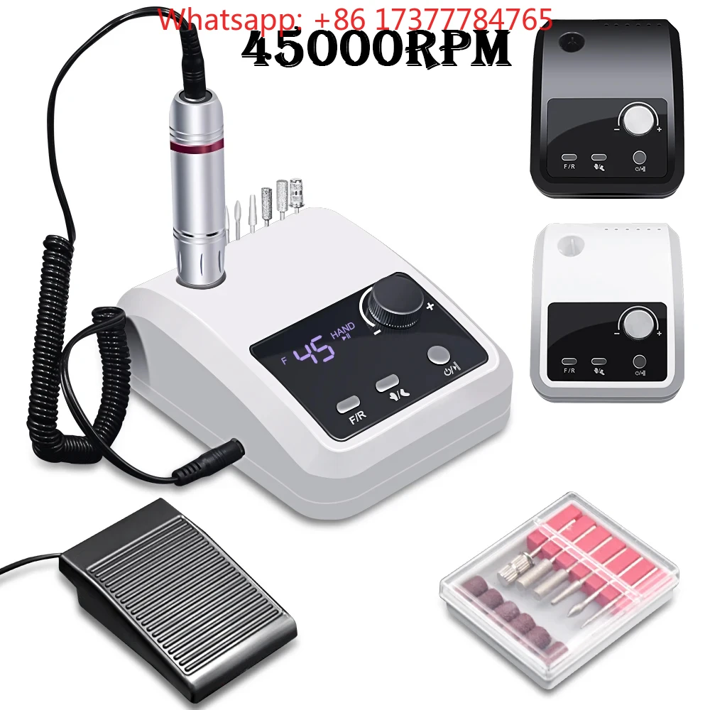 45000 RPM Electric Nail Drill Machine for Nails Electric File HD Display Metal Manicure Pen Professional nail lathe Sander