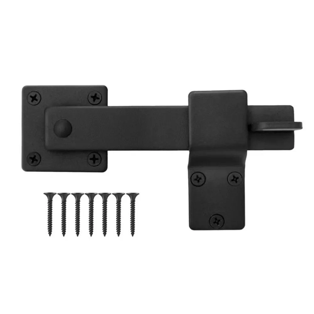 Barn Door Latch Latch With Screws 15.2*5cm Barn Door Black Carbon Steel Flip Fence Gate Latch Protecting Personal Privacy