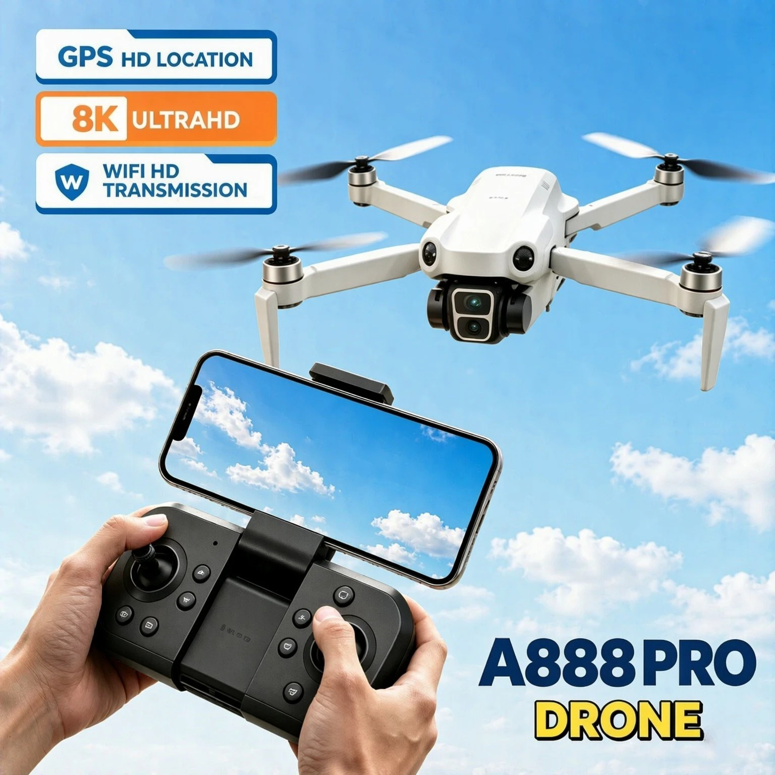 Drone Rc Foldable - 정품 A888 접이식 GPS 드론, 8K
