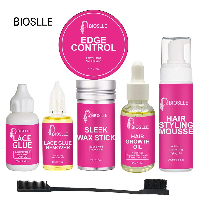 

BIOSLLE No White Edge Control Promote Hair Growth Oil Super Strong Lace Glue and Remover Hair Mousse Set