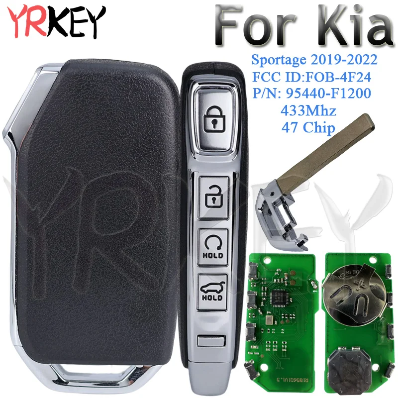 Car Remote Key for KIA Sportage 2019 2020 2021 2022 Keyless Go Fob 434MHZ ID47/PCF7938 P/N: 95440-F1200 FCC ID:FOB-4F24 Car Key