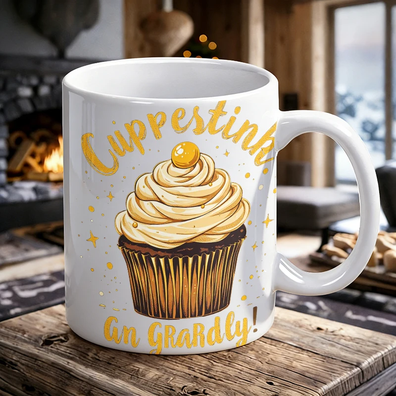

Retro Hand-Painted Cake Ceramic Mug, Coffee Mug, Milk Mug, Office Tea Cup, Drinking Cup, Gift for Friends, Fade-Resistant