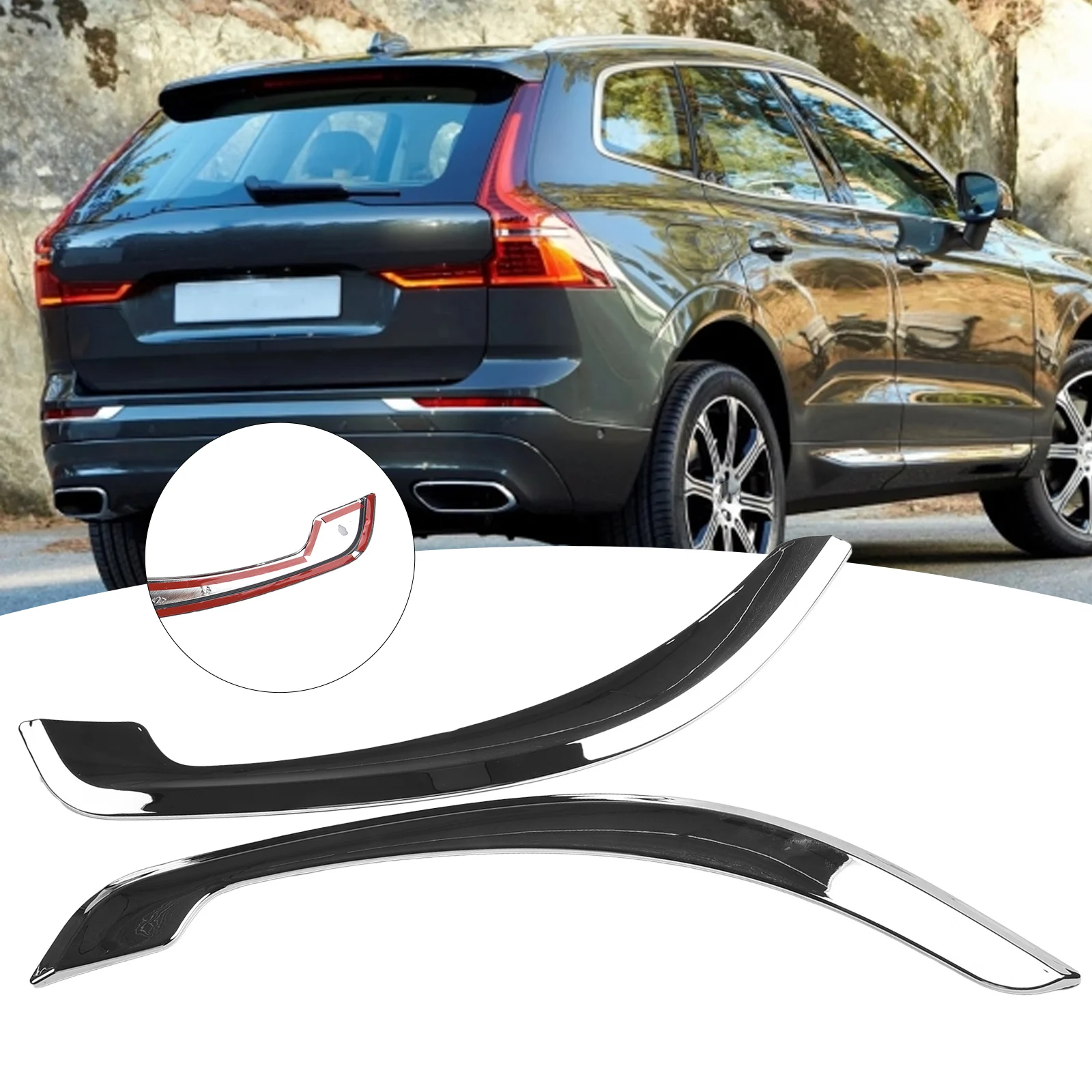 2Pcs/Set Rear Fog Light Chrome Correct Connector Direct Installation Lamp Eyelid XC60 2018-2023 Practical To Use