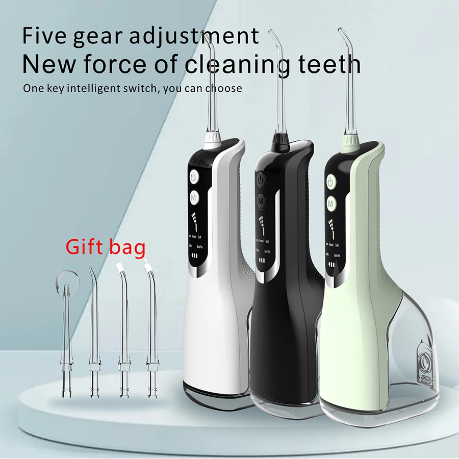 

L12 Oral Irrigator Dental Flusher Water Floss 5 Modes USB Rechargeable Portable 330ML Water Tank