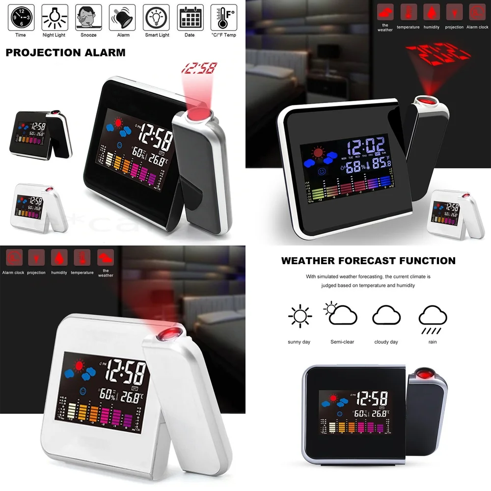 

Alarm clockProjection Alarm Clock Weather Station with Temperature Humidity Monitor Indoor Thermometer Hygrometer Digital Clock