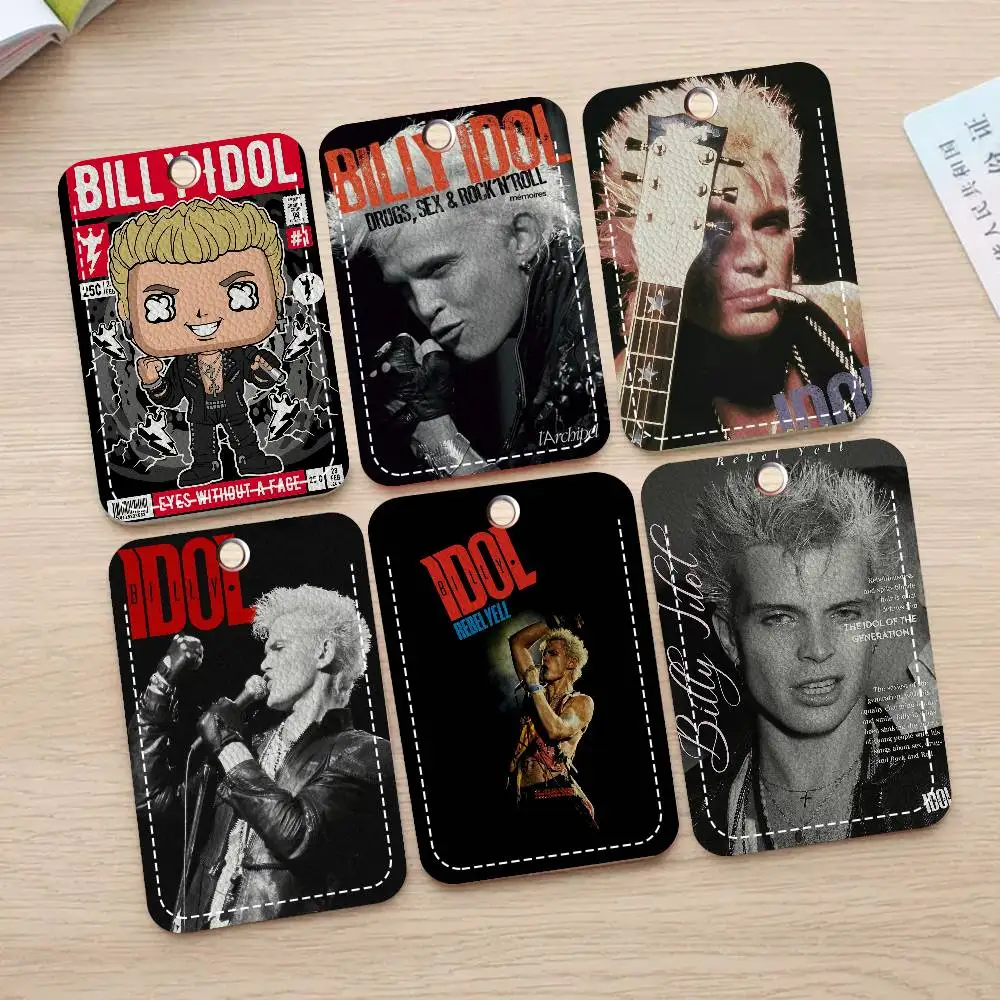 1pc B-Billy Singer I-Idol Rectangle ID Card Case Keychain Access Card Bag Key Tag Ring Leather Card Holder Key Ring Access