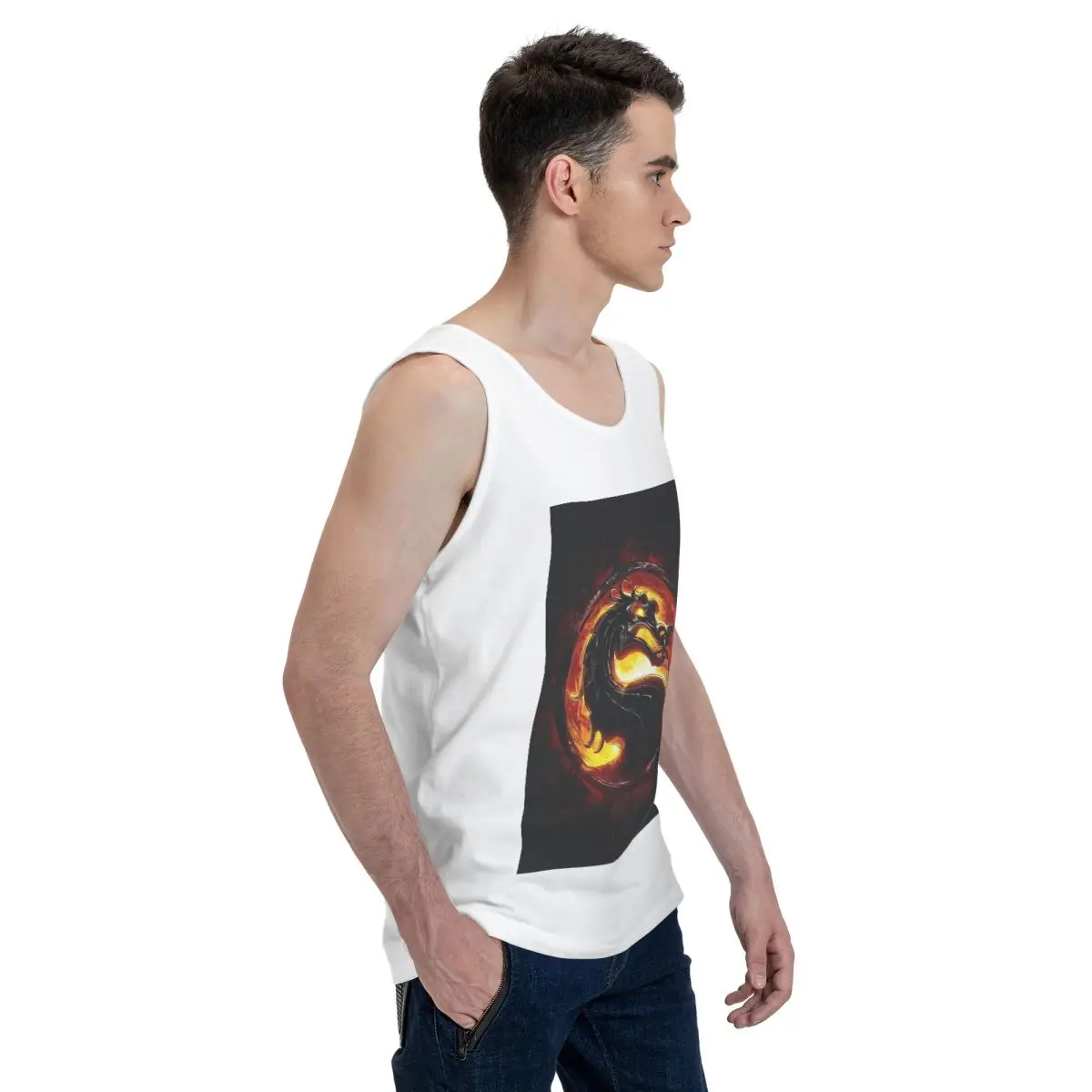 Mortal Kombat 100% Cotton Men's Sweatshirt Vest Sleeveless Clothing Tees Men Tank Tops T-shirt