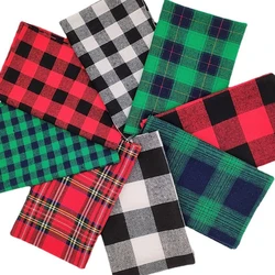 4pcs Christmas Cotton Fabric Squares Plaid Buffalo Check Fabric Precut Scraps for Christmas DIY Craft Sewing Quilting