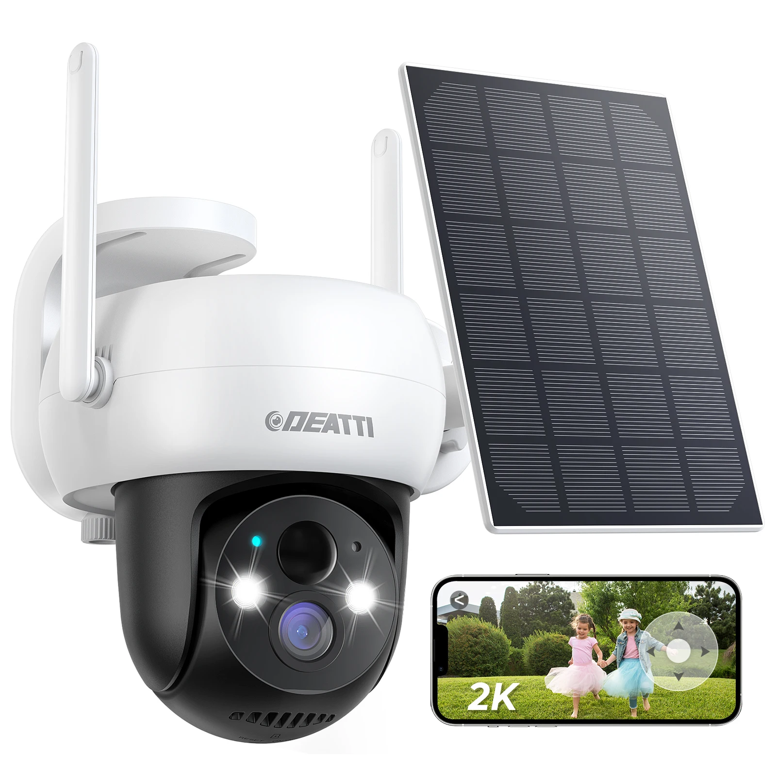 

Solar Surveillance Camera Outdoor Battery, 2K Wireless PTZ WLAN IP Camera Outdoor Solar Camera Eeecloud app