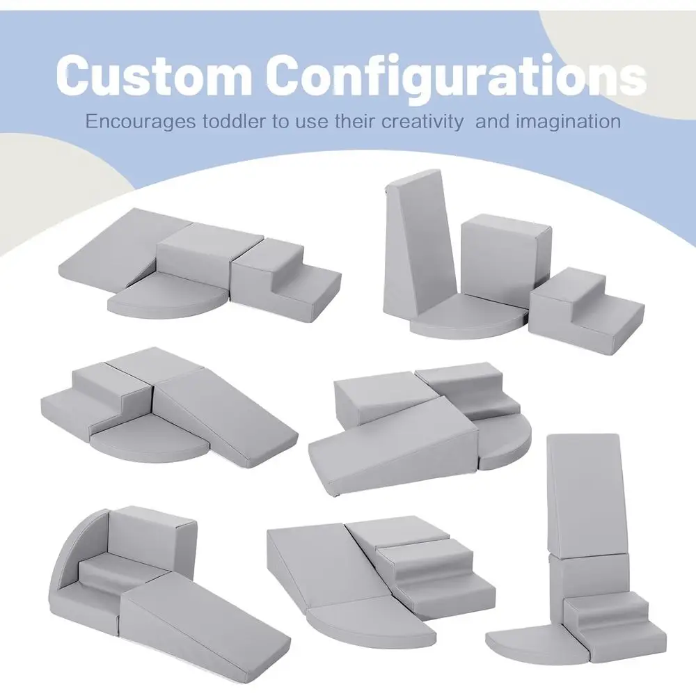 Graue Schaumstoff-Kletterblöcke für Kleinkinder – 4-teiliges weiches Spielset zum Krabbeln und Gleiten im Innenbereich