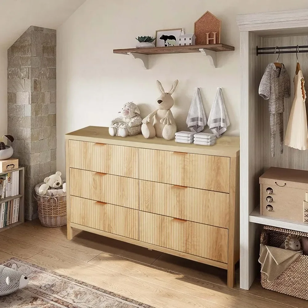 

# Drawer Double Dresser For Bedroom, Modern Closet Dressers Chest Of Drawers With Fluted Panel #