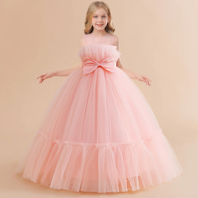 Formal A-line Party Dress For Girls Children Costume Sleeveless Princess Dresses Girl Dress Elegant Lace Wedding Gown