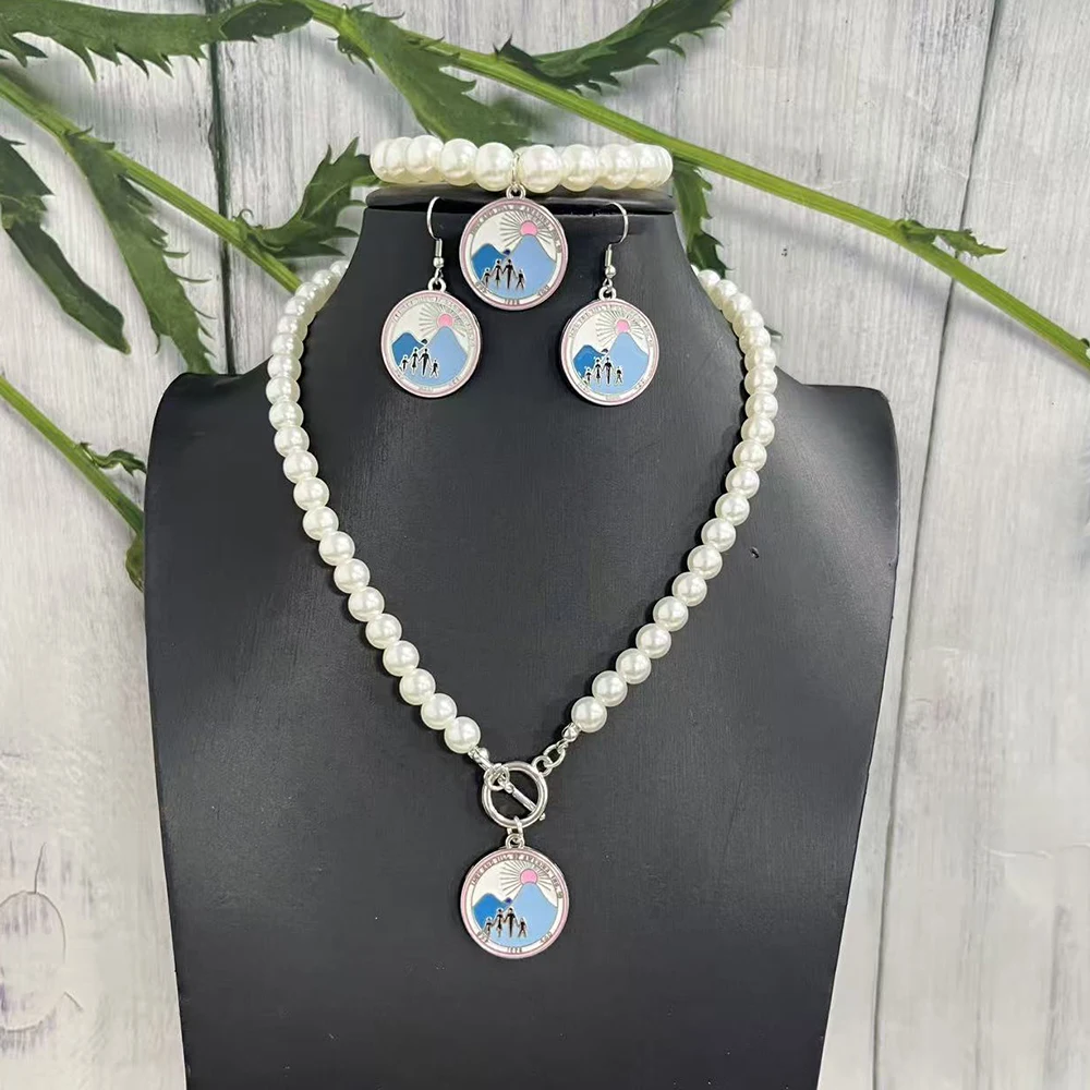 10mm Pearl Bracelet & 8mm Pearl Necklace – JJOA 1938 Round Letter Pendant – Jewelry Gift for Jack & Jill Members