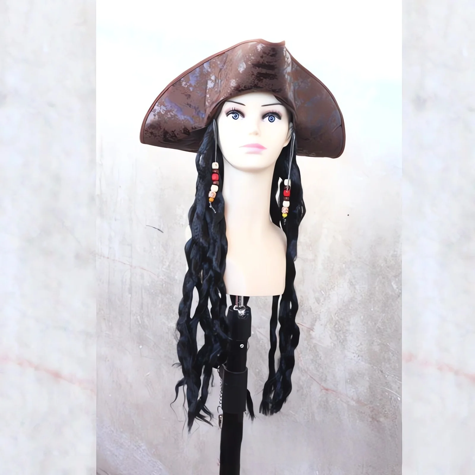 Adult Pirate Captain Jack Sparrow Wigs Cap Costume Halloween Caribbeans Cosplay Accessories Pirates Hat