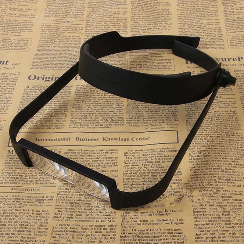 Slimline Headband Magnifier With 4 Lenses, Assisted Repair Of Head-Mounted Reading Magnifying Glass Easy To Use Black