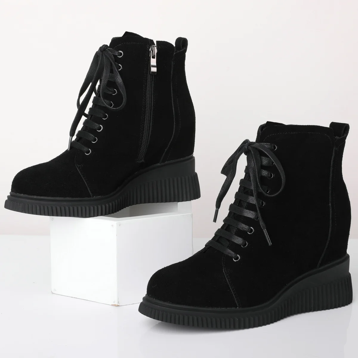 

Winter Platform Pumps Shoes Women Genuine Leather Wedges High Heel Snow Boots Height Increasing Fashion Sneakers Casual Shoes