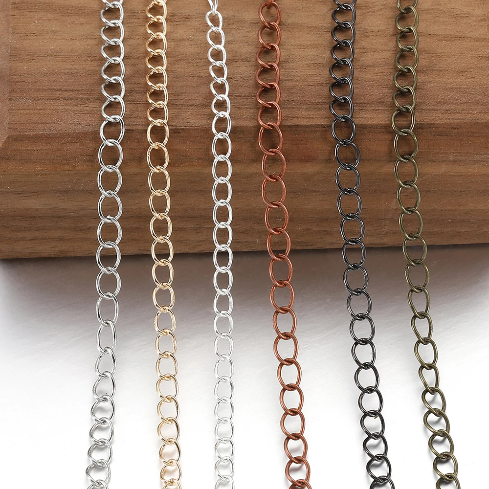 5meters 2.7/3/4.1mm Width Link Chain Copper Extension Tail Extender Chain Bulk For DIY Jewelry Making Necklace Bracelet Supplies