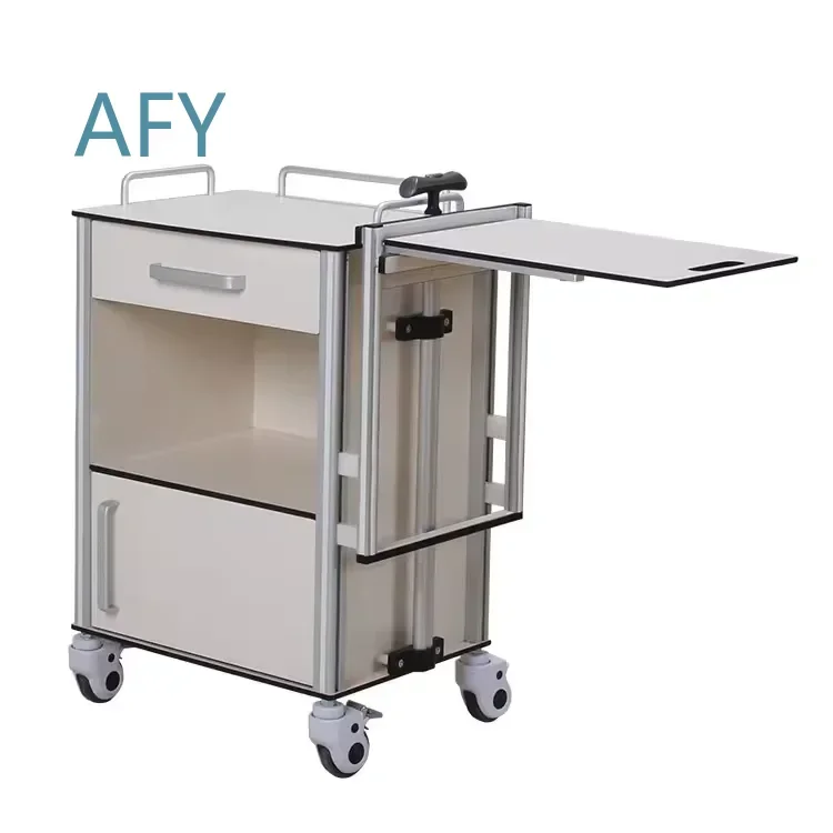 Hospital Patient HPL Bedside Storage Cabinet for Medical Treatment With Castors for Hospital Bedside Storage Cabinet for