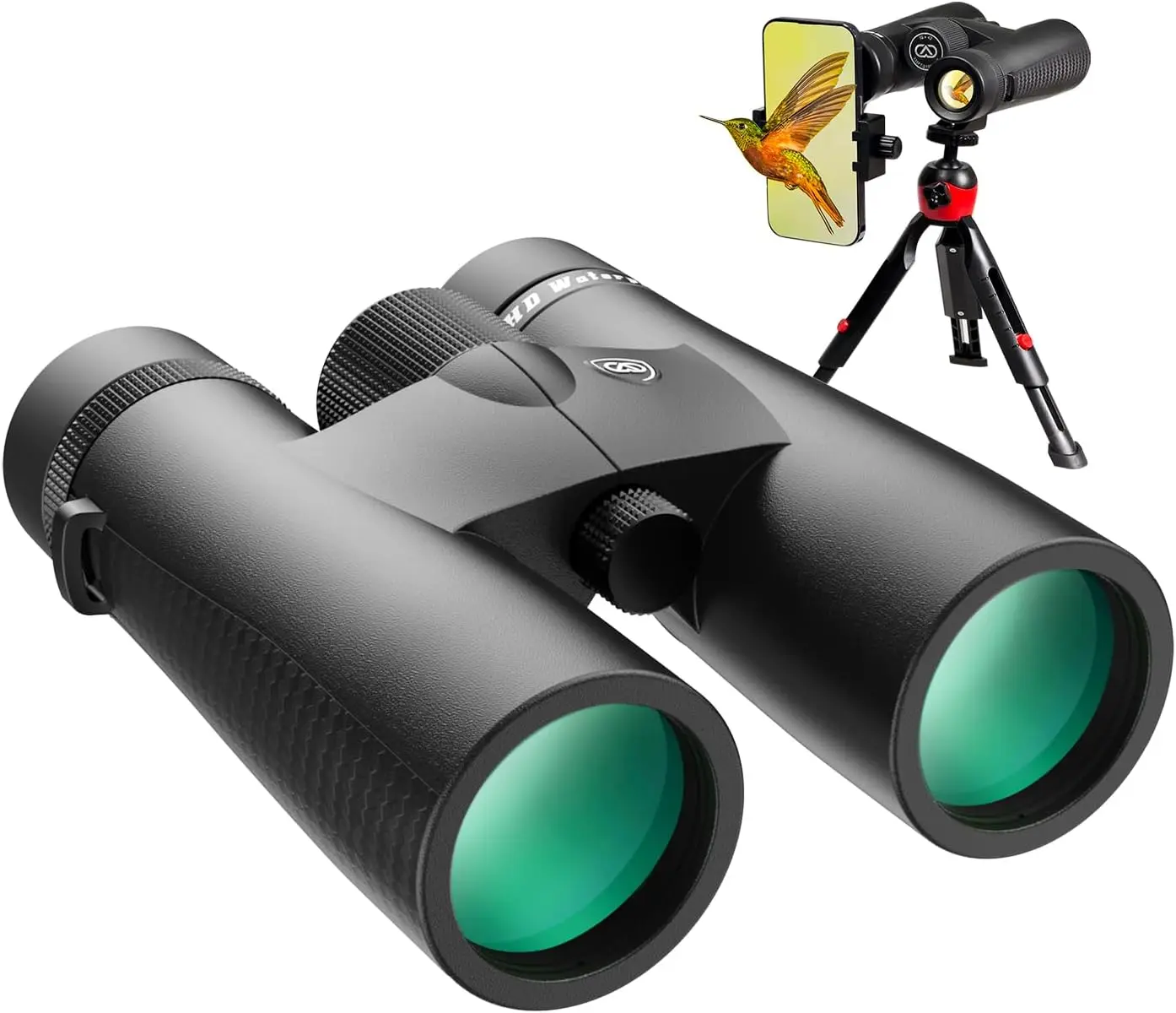 

10x42 HD Binoculars for Adults with Phone Adapter, Tripod, IPX7 Waterproof, Clear Low Light Vision for Bird Watching and Travel