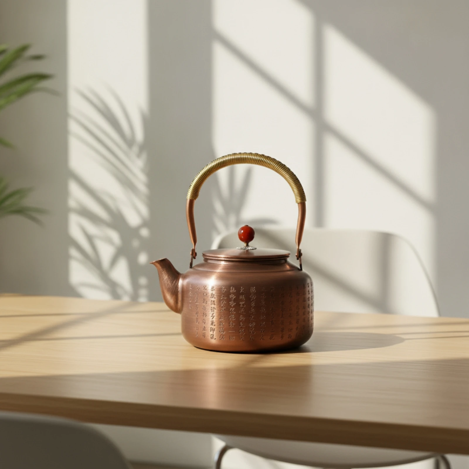 Copper Teapot Compact Copper Kettle Kettle with Wrapped Handle Sturdy Easy to Clean for Tea Lovers, Tabletop