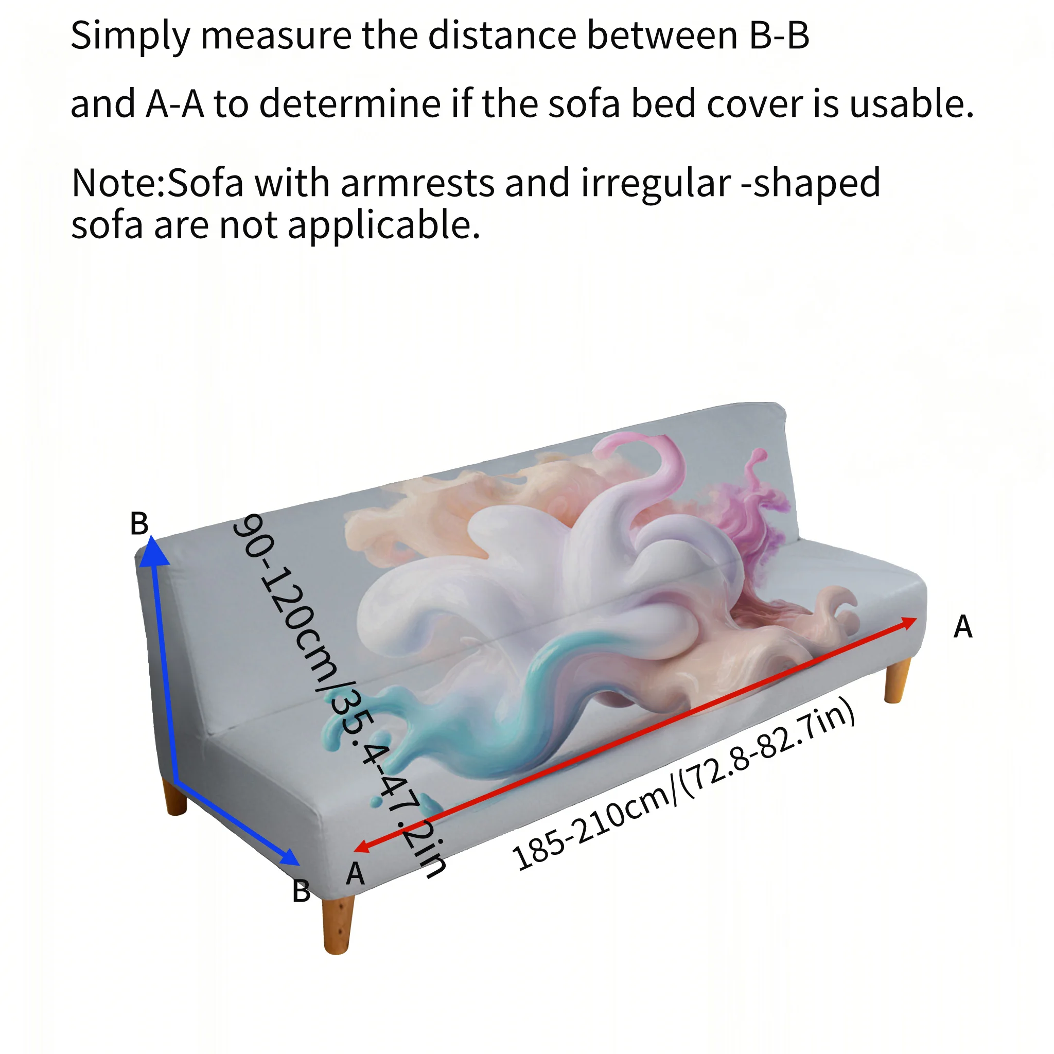 Macaron fluid gradual change elastic sofa bed cover, living room sofa bed cover, dustproof machine washable sofa bed cover