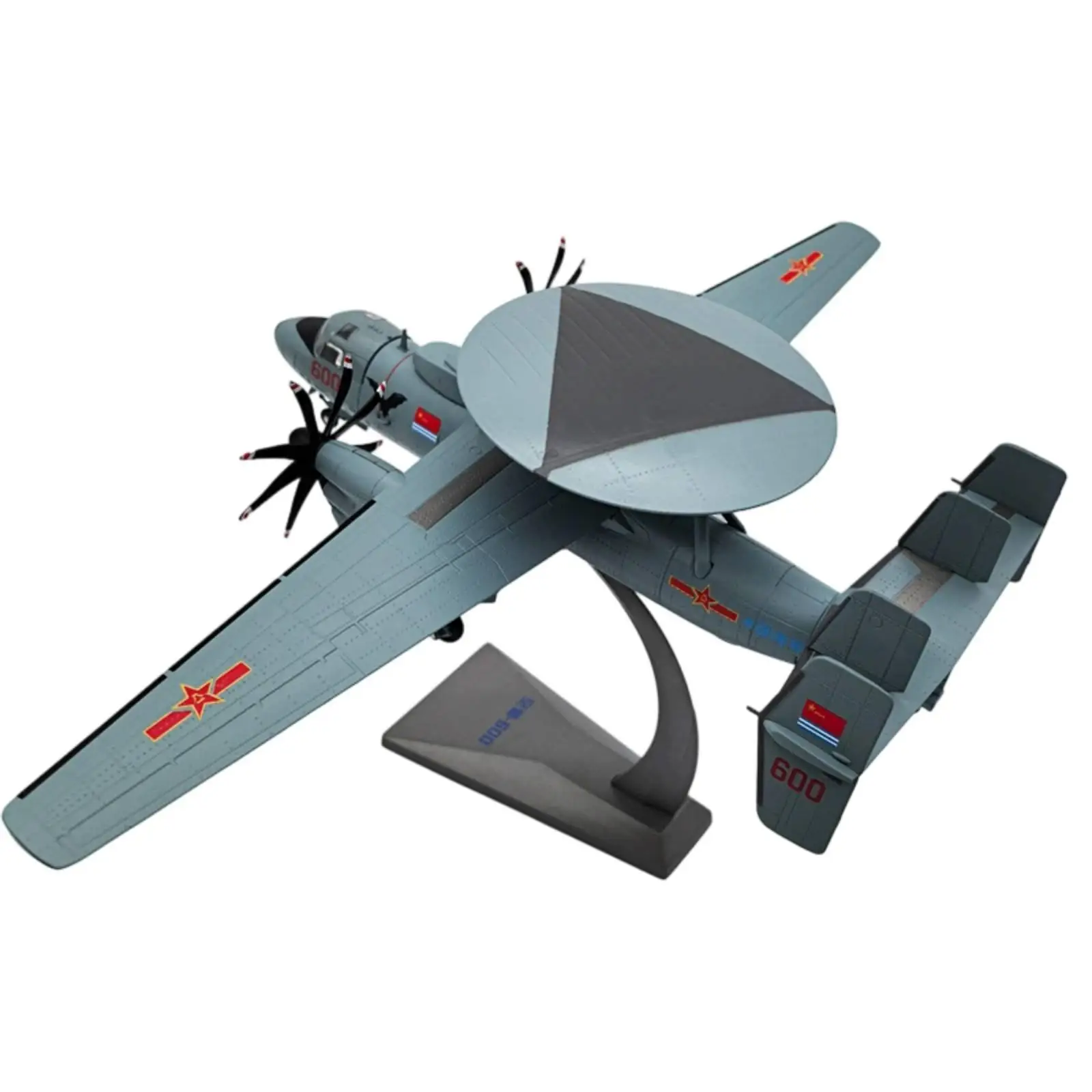 Alloy Diecast Early Warning Plane Replica KJ-600 Carrier Aircraft Model with Top Radar Dome for Shelf